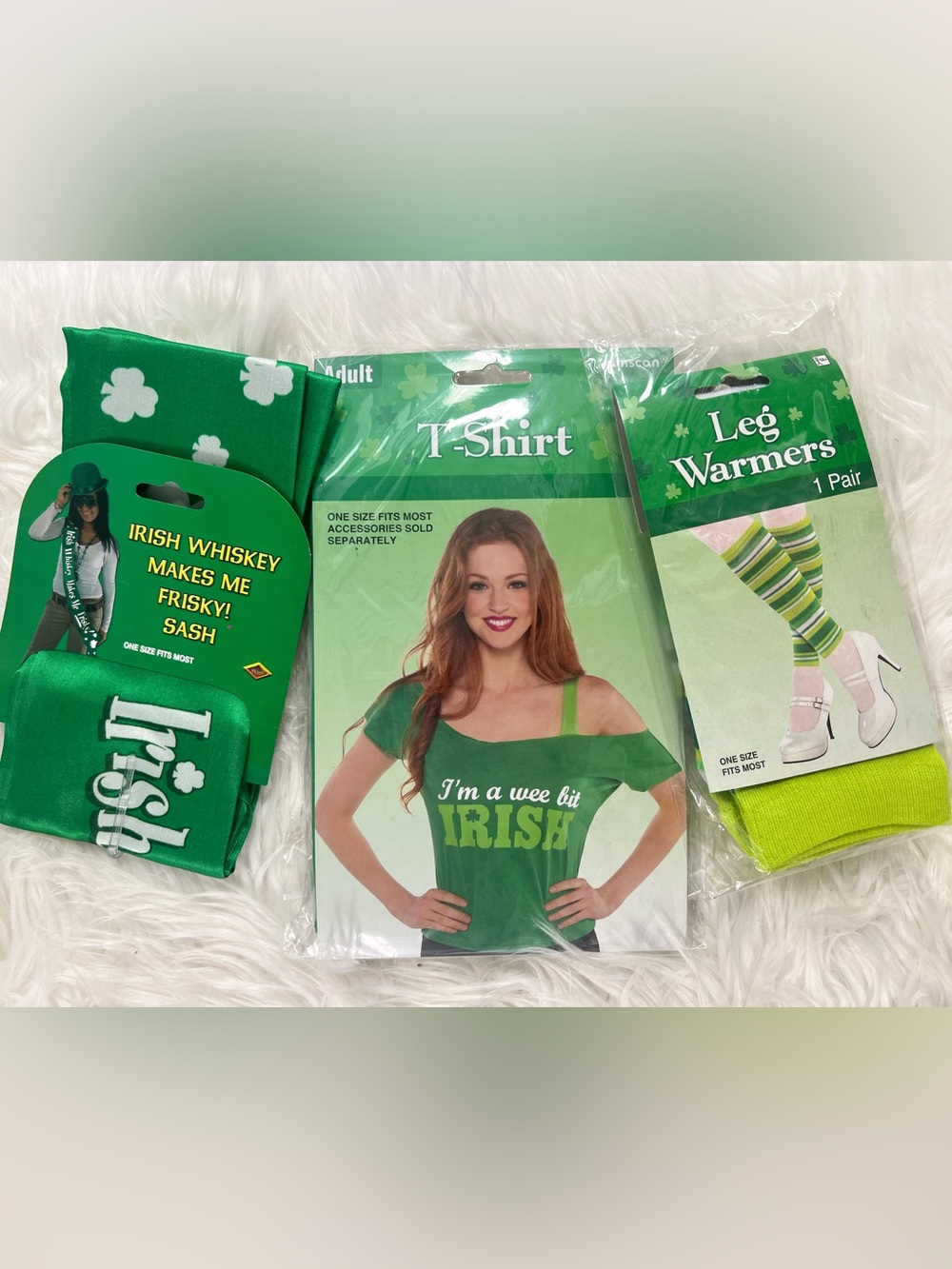 St. Patrick’s Day 3 piece lot bundle NEW t-shirt sash leg warmers